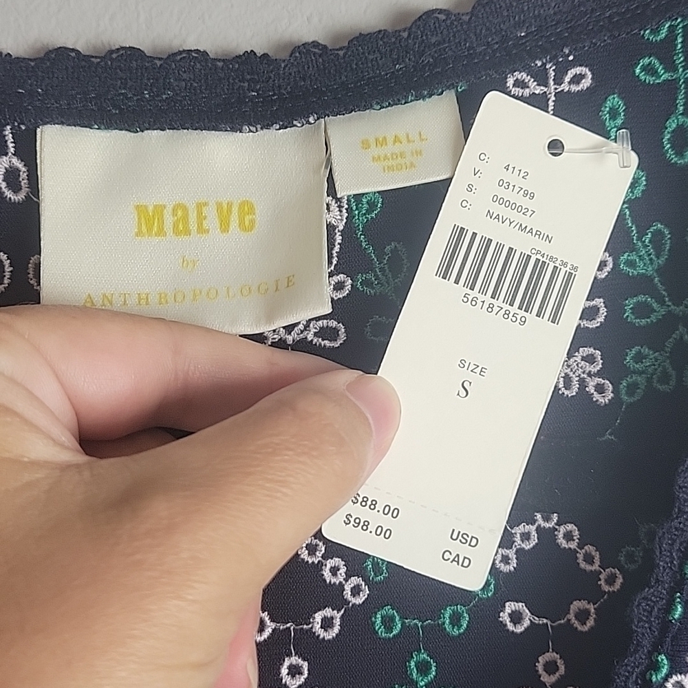 Maeve By Anthropologie-NWT- Cammie Embroidered Peplum Top-Size Small - Picture 9 of 17
